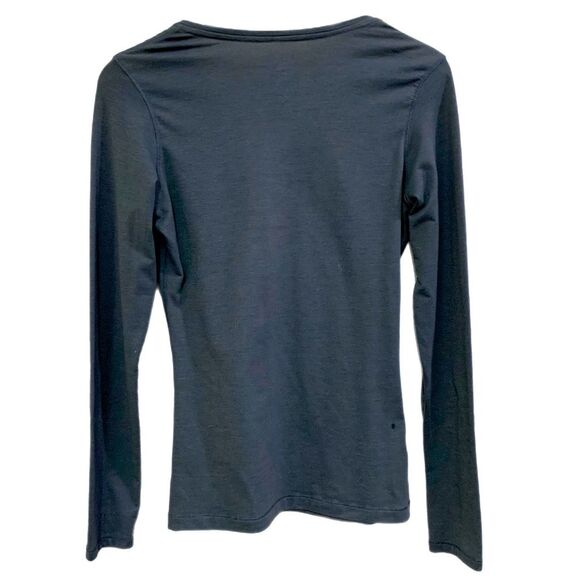 MOUNTAIN HARDWEAR Top Women’s S/P Blue V-Neck Long Sleeve Stretch Base Layer. - Picture 2 of 11